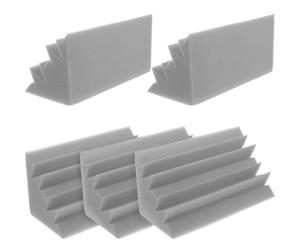 COMPUKAS Pannelli Acustici in Spugna Fonoassorbente 5 Pezzi 12x12x24 Cm Grigio per Isolamento Sonoro Studio Registrazione Home Theater Ufficio