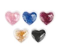 COMPUKAS Patch Occhi a Forma di Cuore Riutilizzabili 5 Pezzi in Gel Cuscinetti Oculari Glitterati in Gel Pvc, Effetto Caldo e Freddo, per Occhi e Viso, per Donne, Cura Quotidiana e