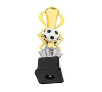 COMPUKAS Premio per Capocannoniere di Calcio in Plastica Base Nera Stabile, Superficie Oro Lucida e Design Distintivo per Eventi Sportivi e Celebrazioni Vincitori