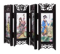 COMPUKAS Schermo Divisorio Piccolo in Resina Stile Cinese Retro Quattro Pannelli Decorativi per Arredamento Casa e Decorazioni per Interni Nero Stili multipli
