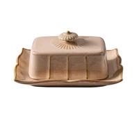 COMPUKAS Set 1 Pz Portaburro in Ceramica Khaki Coperchio, Piatto Multiuso per Conservare e Formaggi, per Ristoranti e Hotel