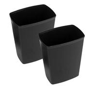 COMPUKAS Set 2 Pattumiere Cestino Rifiuti 14l Nero Piccolo senza Coperchio per Bagno Camera da Letto Ufficio Cucina, Contenitore Pratico Ampia Apertura e Struttura Robusta per Uso