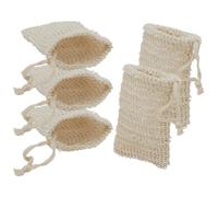 COMPUKAS Set 5 Sacchetti di Sapone in Cotone e Juta con Cordino, Reti Schiumogene Esfolianti Morbide e Resistenti per Doccia, Asciugatura Rapida e Conservazione Saponi, Accessori