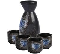 COMPUKAS Set da Sakè in Ceramica Giapponese Multifunzione Bollitore e 4 Tazze Decorative, Resistente e Sicuro per Uso Domestico, Bar e Ristoranti, Design Creativo e Non Facile da Rompere