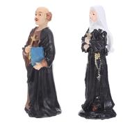 COMPUKAS Statua in Resina 2 Pezzi di Sacerdote e Suora Scultura Religiosa Compatta e Robusta per Decorazione da Scrivania e Collezione Cristiana Unica e Realistica