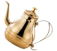 COMPUKAS Teiera in Acciaio Inossidabile 1.8l Stile Medio Oriente Beccuccio e Stretto, Filtro Integrato e Finitura Decorativa Oro per Uso in Cucina e Caffè