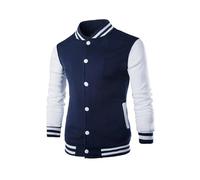 compulsoryking Bomber Varsity da uomo alla moda slim fit giacche tempo libero manica lunga unisex sport cappotti college baseball giacche, Blu scuro, Large