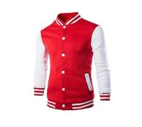 compulsoryking Bomber Varsity da uomo alla moda slim fit giacche tempo libero manica lunga unisex sport cappotti college baseball giacche, Rosso, Medium