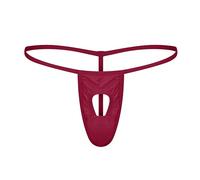 compulsoryking Divertente perizoma da uomo con apertura frontale e perizoma a T sul retro, slip da bikini, biancheria intima, con scava fuori perizoma tinta unita, Rosso, Large