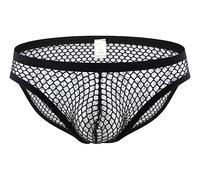 compulsoryking Slip da uomo a rete trasparente a rete a vita bassa slip bikini slip slip trasparenti U convessi, nero, X-Large