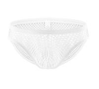 compulsoryking Slip da uomo a rete trasparente a rete a vita bassa slip bikini slip slip trasparenti U convessi, bianco, Medium