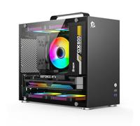 Computer Case ATX Mid-Tower Desktop Gaming USB 3.0 Ports Featuring A Portable Handle Design(Black)