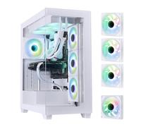 BitFenix CETO High Airflow PC Gaming Case Premium Edition Bianco Panoramico Vetro Temperato - Compatibile con scheda madre con connessione inversa - 4 ventole ARGB Infinity Mirroring (3X Reverse)
