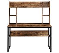 Computer Desk Home Office Computer Desk with Hutch 47 inch Rustic Office Desk And Modern Writing Desk with Storage Shelves Vintage And Black Legs Study Desk with Storage