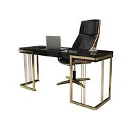 Computer Desk Large Office Desk Computer Table Study Writing Desk for Home Office Stainless Steel Titanium Frame Office Study Furniture White (Black)