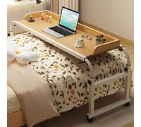 Computer Desk,tavolo Servitore Regolabile In Altezza Tavolino Da Letto Con Ruote Mobile Tavolo Elettrico Lavoro Scrivania Laptop(Color:Legno+)