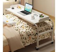 Computer Desk,tavolo Servitore Regolabile In Altezza Tavolino Da Letto Con Ruote Mobile Tavolo Elettrico Lavoro Scrivania Laptop(Color:Bianco+)