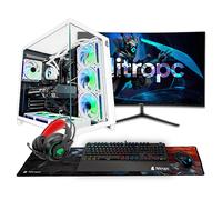 NitroPC - Pack Diamond Plus | PC Gaming Completo (AMD Ryzen 7 7700X 4.5GHz, RTX 5060 Ti 16GB, RAM 32GB, M.2 2TB, Windows 11, RGB | WiFi, Monitor Curvo 27", Tastiera, Mouse, Cuffie) PC fisso (Bianco)