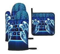 Computer e Internet Guanti da forno e presine Heat Set di 3 guanti da barbecue e cuscinetti per cucinare grigliate