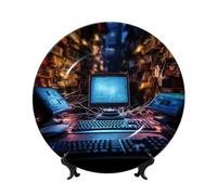 Computer e Internet Piatti decorativi in ceramica Bone China Piatto decorativo con espositore Ornamento in ceramica fatto a mano Personalità Porcellana Piatto da pranzo Artigianato per Home Office