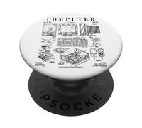 Computer Gamer Geek Vintage IT PC Hardware Brevetto Stampa PopSockets PopGrip Adesivo