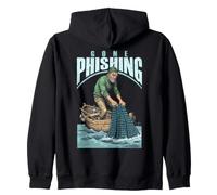 Computer Hacker Andato Phishing Divertente Codice Binario Pesca Net Felpa con Cappuccio