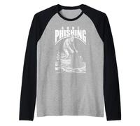 Computer Hacker Andato Phishing Divertente Codice Binario Pesca Net Maglia con Maniche Raglan