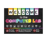 Computer Lab Welcome Poster with Keyboard Shortcuts and Classroom Rules for Computer Science Teachers Counselors School Decor Bulletin Board(Framed,12x18inch(30x45cm))