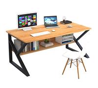 Computer Office Small Desk 31"/39"/47"/55" Study Writing Table Modern Simple Style PC Desk with Splice Board Home Office Table Office Furniture Desk Black 120cm (Orange 100cm)
