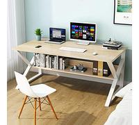 Computer Office Small Desk 31"/39"/47"/55" Study Writing Table Modern Simple Style PC Desk with Splice Board Home Office Table Office Furniture Desk Black 120cm (Yellow 140cm)