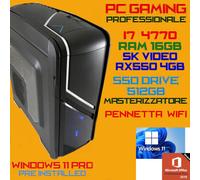 COMPUTER PC GAMING i7-4770 RAM16GB SSD512GB Scheda Video RX550-4GB Wifi Win11