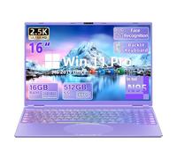 Computer portatile viola da 16 pollici, cornice ultra stretta 2.5K QHD IPS (2560 x 1600), in tel N95 (3,4 GHz), SSD da 16 GB RAM 512 G, retroilluminazione a colori, sblocco facciale, USB-C/HDMI/WiFi