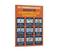 Computer Rules Poster Canvas Print Tech Classroom Lab Sign Wall Decor for Office Home School Man Cave(Unframed,16X24inch(40X60cm))