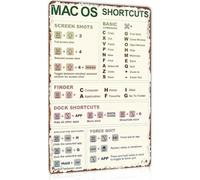 Computer Shortcuts Cheat Sheet Vintage Metal Sign 8 X 12 in | Sturdy tin wall decor for office desk computer room