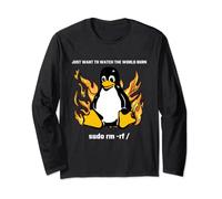 Computer - Sudo rm -rf / Tux Linux Pinguin - Programmatore Maglia a Manica