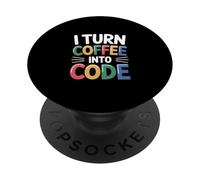 Computer "Trasformo il caffè in codice" Nerd PopSockets PopGrip Adesivo