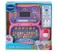 VTech Ordi Genius Pro Rosa, laptop per bambini con retroilluminazione, mouse, 20 giochi scalabili, giocattolo educativo, regalo per bambini dai 3 ai 7 anni - contenuto in francese