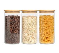 ComSaf Barattoli Vetro con Coperchio, 850 ml, Set da 3 Pezzi Contenitori Vetro per Alimenti, Adatto a Mandorle, Cacao In Polvere, Caramelle