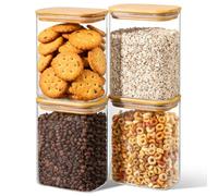 ComSaf Barattoli Vetro con Coperchio, Contenitori Vetro per Alimenti, 1100 ml, Set da 4 Pezzi, Adatto a Riso Integrale, Sesamo Nero, Cumino In Polvere
