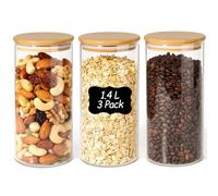 ComSaf Barattoli Vetro con Coperchio, Contenitori Vetro per Alimenti, 1400 ml, Set da 3 Pezzi, Adatto a Noodles Secchi, Fagioli Rossi, Caramelle