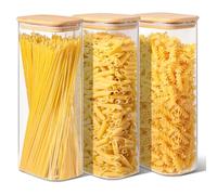 ComSaf Barattoli Vetro con Coperchio, Contenitori Vetro per Alimenti, 2100 ml, Set da 3 Pezzi, Adatto a Crocchette per Cani Piccoli, Foglie Di Tè, Anice Stellato