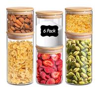 Comsaf Barattoli Vetro con Coperchio, Contenitori Vetro per Alimenti, 450-1200 ml, Set da 6 Pezzi, Adatto a Lettiera Secca per Gatti, Anacardi, Marshmallow
