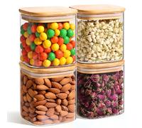 ComSaf Barattoli Vetro con Coperchio Ermetico, 4 Pezzi da 650 ml, Quadrati Contenitori Vetro per Alimenti, Perfetti per Cucina, Dispensa, Farina, Zucchero, Legumi, Caffè, Snack, Spezie e Cereali