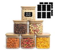 ComSaf Barattoli Vetro con Coperchio Ermetico, 6 Pezzi da 550 ml, Barattoli Vetro Quadrati per Alimenti, Perfetti per Cucina e Dispensa, Ideali per Zucchero, Spezie, Frutta Secca e Cereali