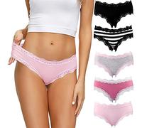 COMSOFT Intimo in Cotone Mutandine da Donna Slip a Vita Bassa in Morbido Pizzo Confezione Multipla(Multicolore I, XL)