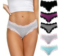COMSOFT Intimo in Cotone Mutandine da Donna Slip a Vita Bassa in Morbido Pizzo Confezione Multipla(Multicolore F, S)