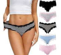 COMSOFT Intimo in Cotone Mutandine da Donna Slip a Vita Bassa in Morbido Pizzo Confezione Multipla(Multicolore E, S)