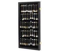 COMSREV Espositore per 60 cucchiaini da tè, in legno, con porta in acrilico UV al 98%, con serratura (nero)