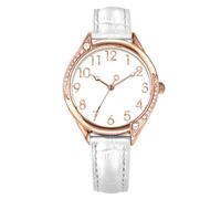 COMTEX Orologio da donna con tutti i numeri arabi e quadrante di facile lettura, con cassa in oro rosa intarsiata con diamanti di cristallo. Orologio alla moda ed elegante, Oro rosa, Moderno