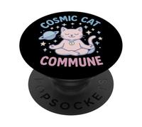 Comune Cosmic Cat - Gattino meditante PopSockets PopGrip Adesivo